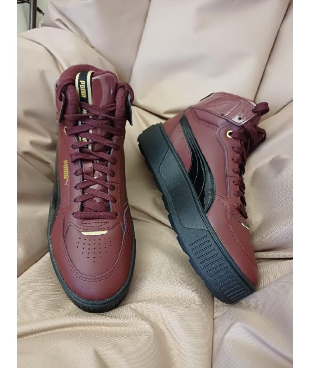 PUMA Бордовые кожаные кеды, фото 4