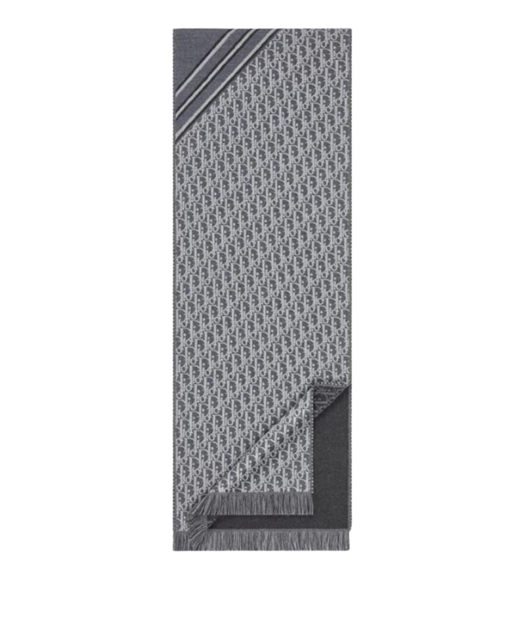 CHRISTIAN DIOR Хаки шерстяной шарф, фото 1