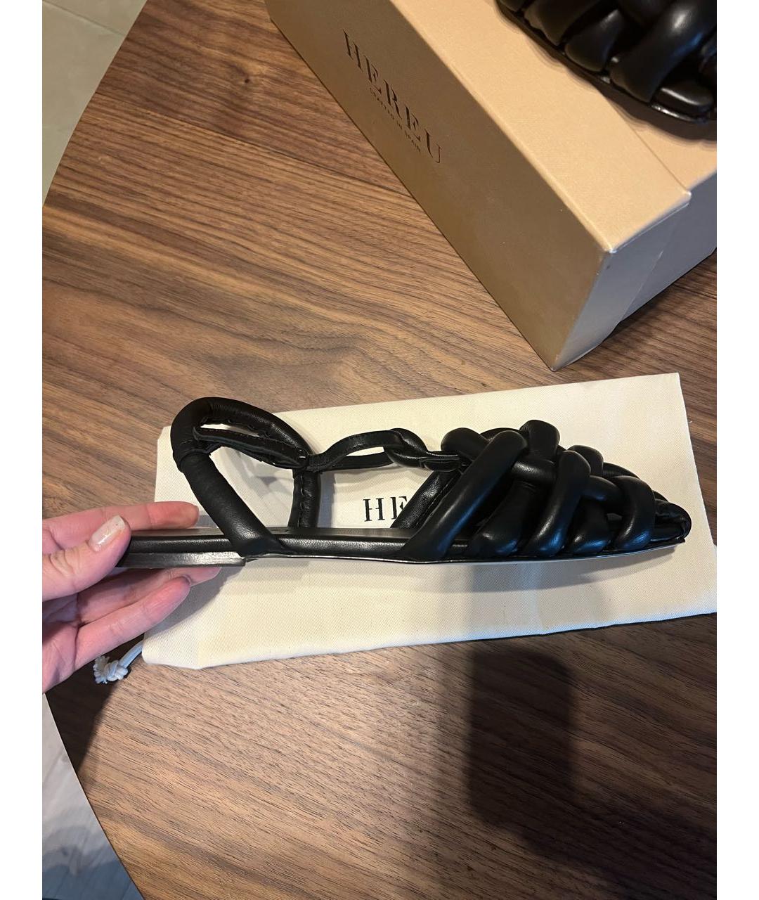 HEREU Черные кожаные сандалии, фото 8