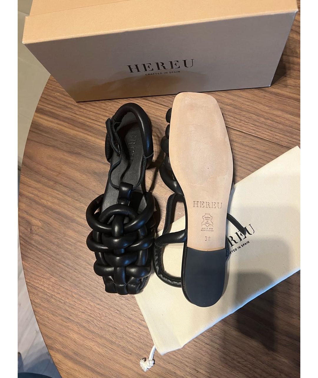 HEREU Черные кожаные сандалии, фото 5