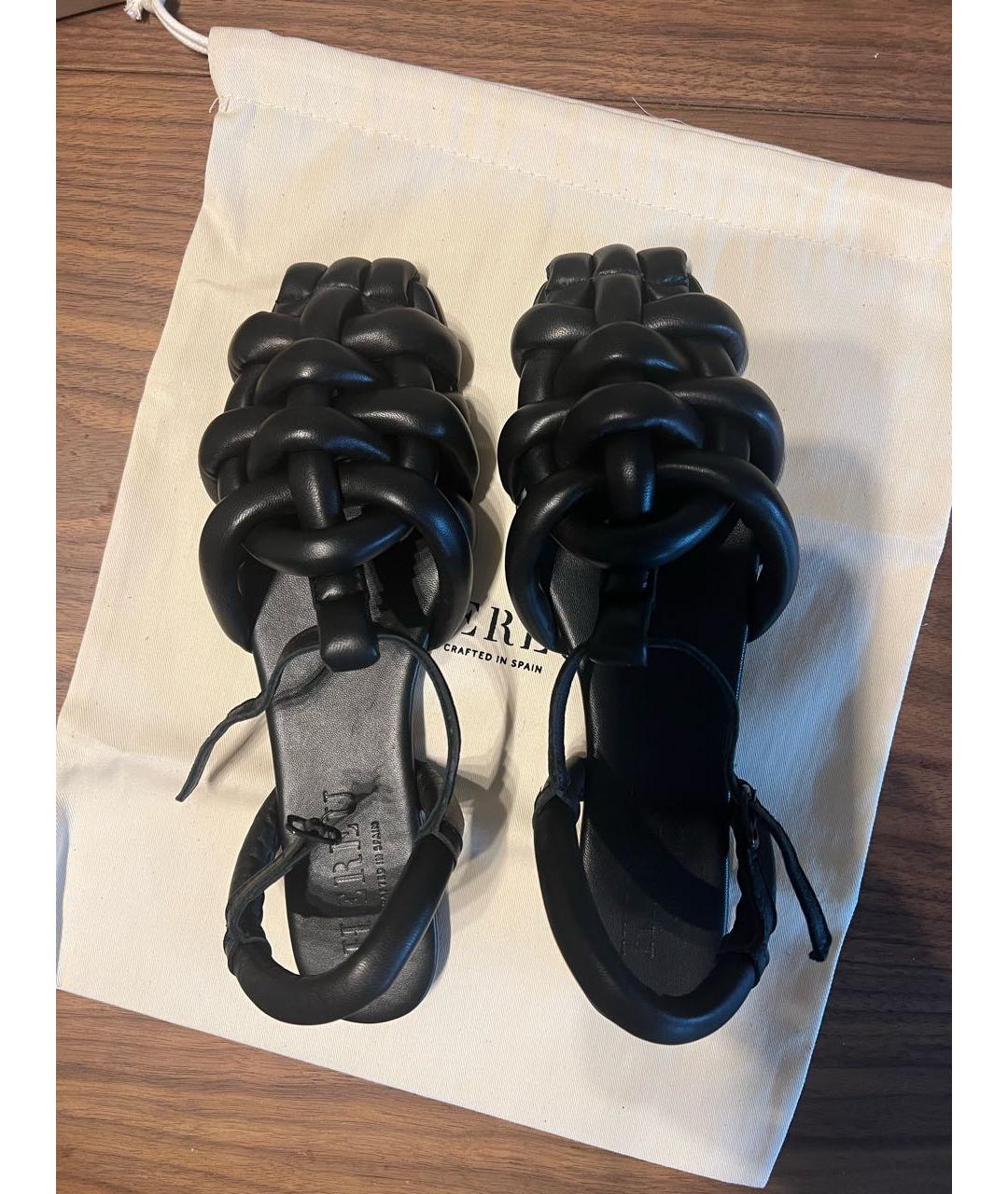 HEREU Черные кожаные сандалии, фото 3