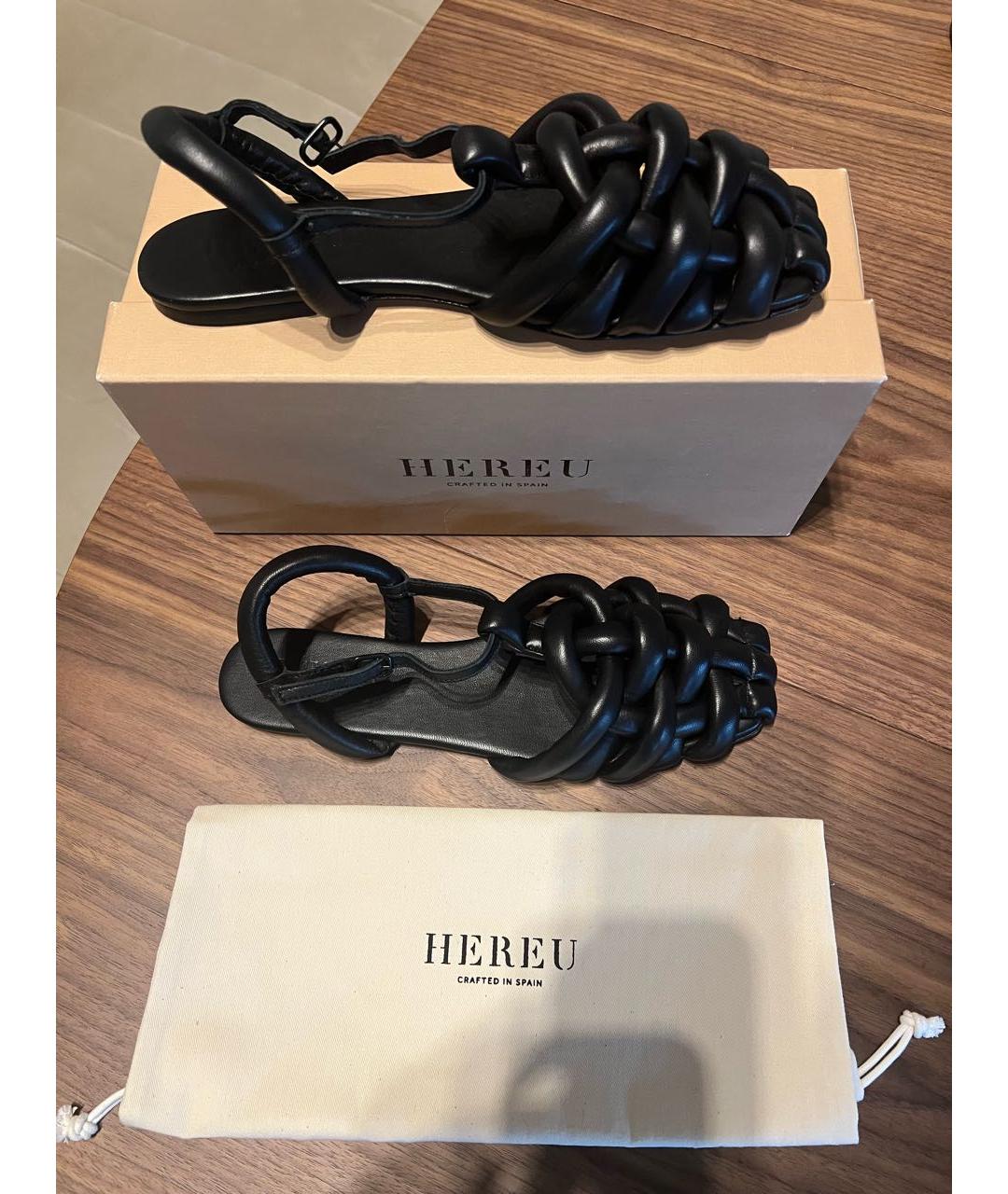 HEREU Черные кожаные сандалии, фото 6