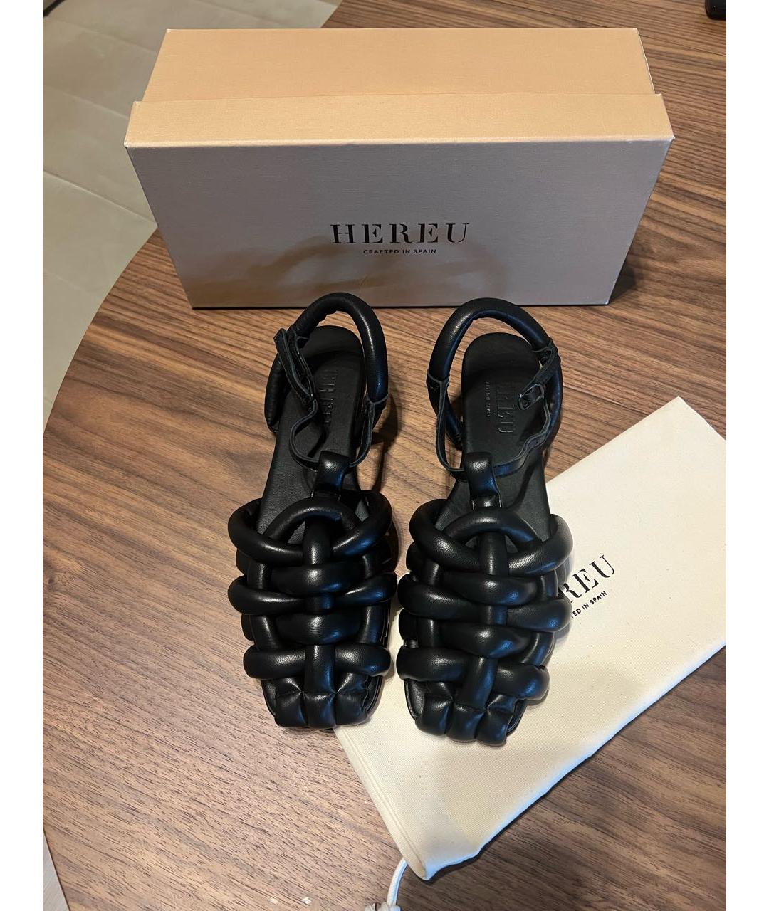 HEREU Черные кожаные сандалии, фото 2
