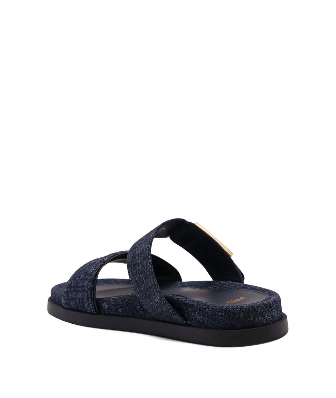 FENDI Синие текстильные сандалии, фото 2