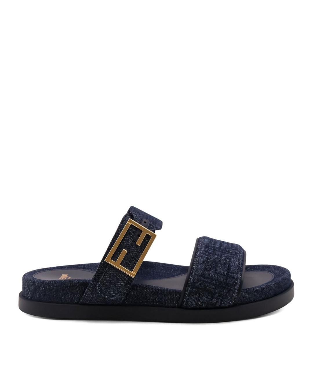 FENDI Синие текстильные сандалии, фото 1
