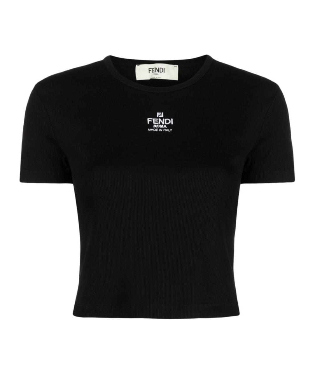 FENDI Черная хлопковая футболка, фото 1