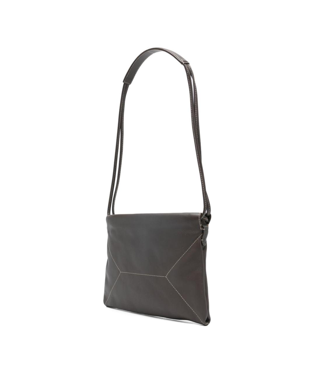 BRUNELLO CUCINELLI Коричневая кожаная сумка через плечо, фото 3