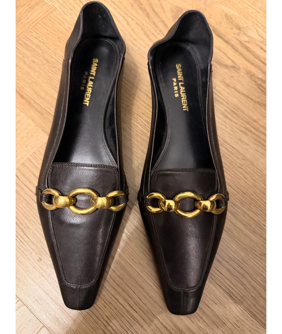 SAINT LAURENT Черные кожаные балетки, фото 8