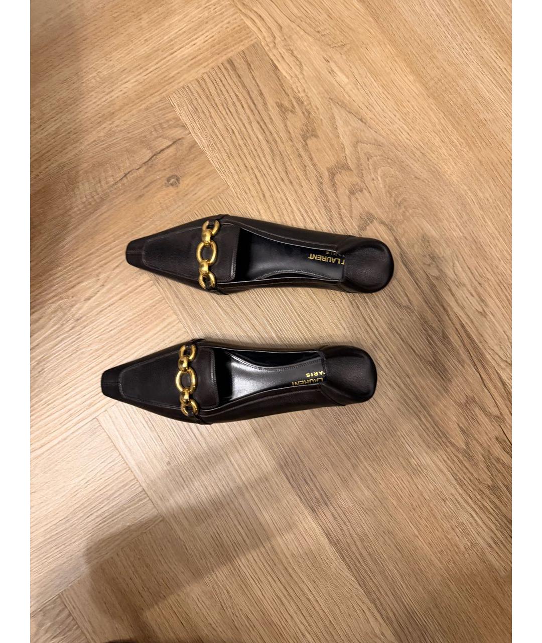 SAINT LAURENT Черные кожаные балетки, фото 5