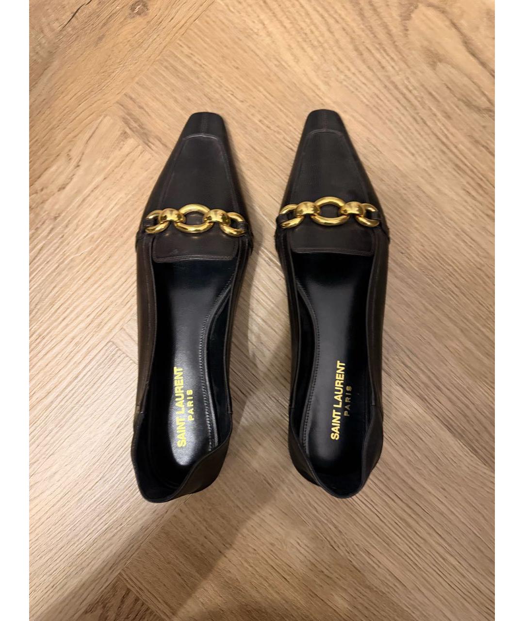 SAINT LAURENT Черные кожаные балетки, фото 3