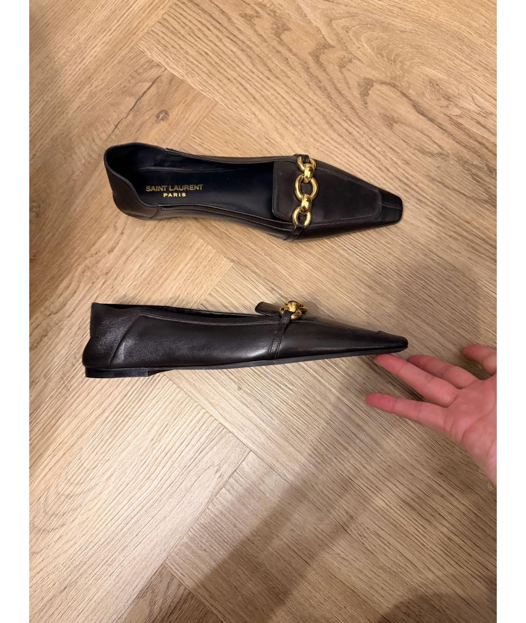 SAINT LAURENT Черные кожаные балетки, фото 9