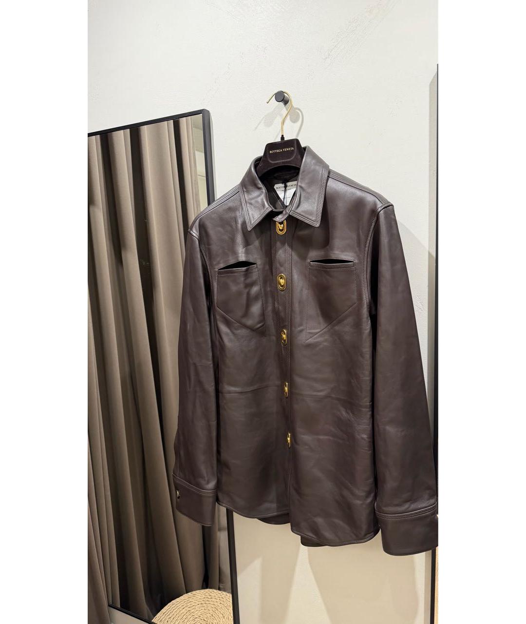 BOTTEGA VENETA Коричневая кожаная рубашка, фото 9