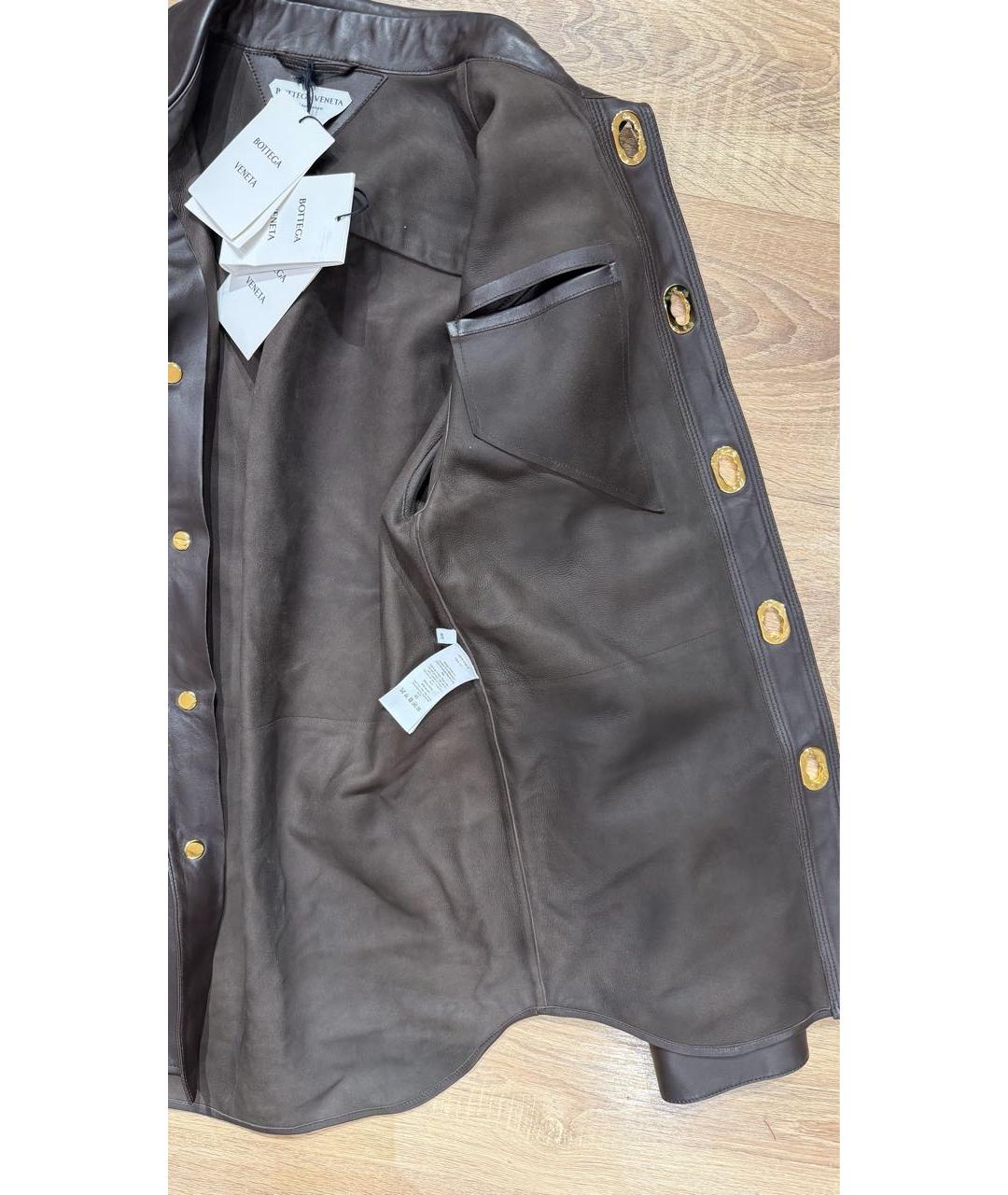 BOTTEGA VENETA Коричневая кожаная рубашка, фото 8
