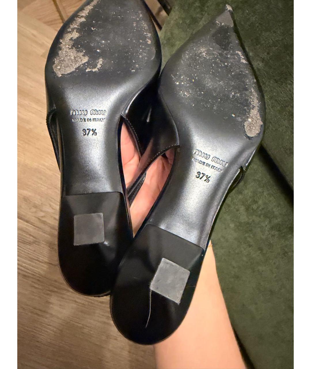 MIU MIU Черные кожаные мюли, фото 5