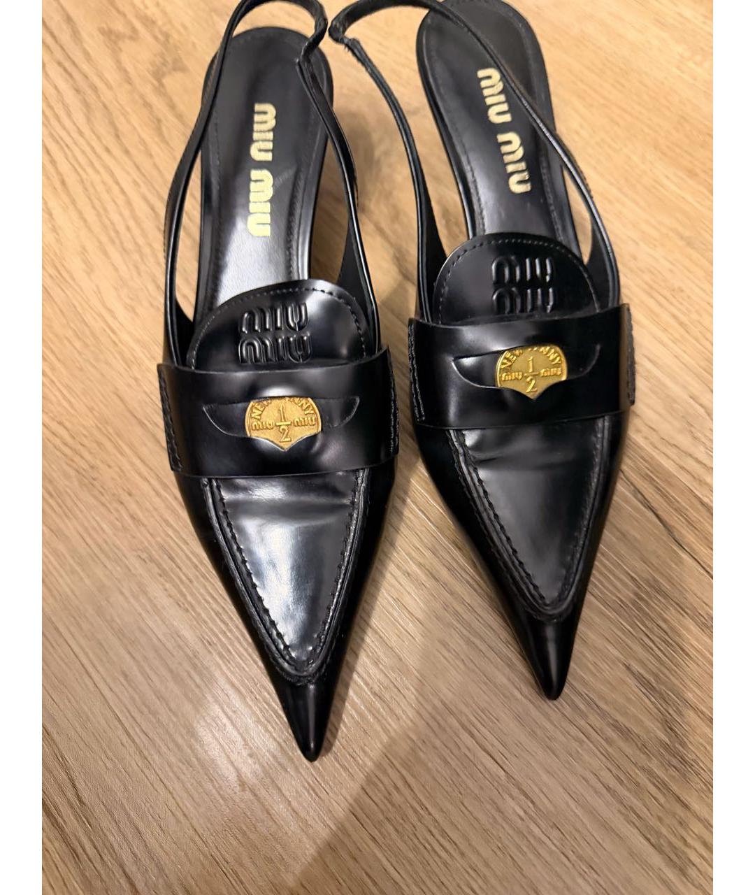 MIU MIU Черные кожаные мюли, фото 4