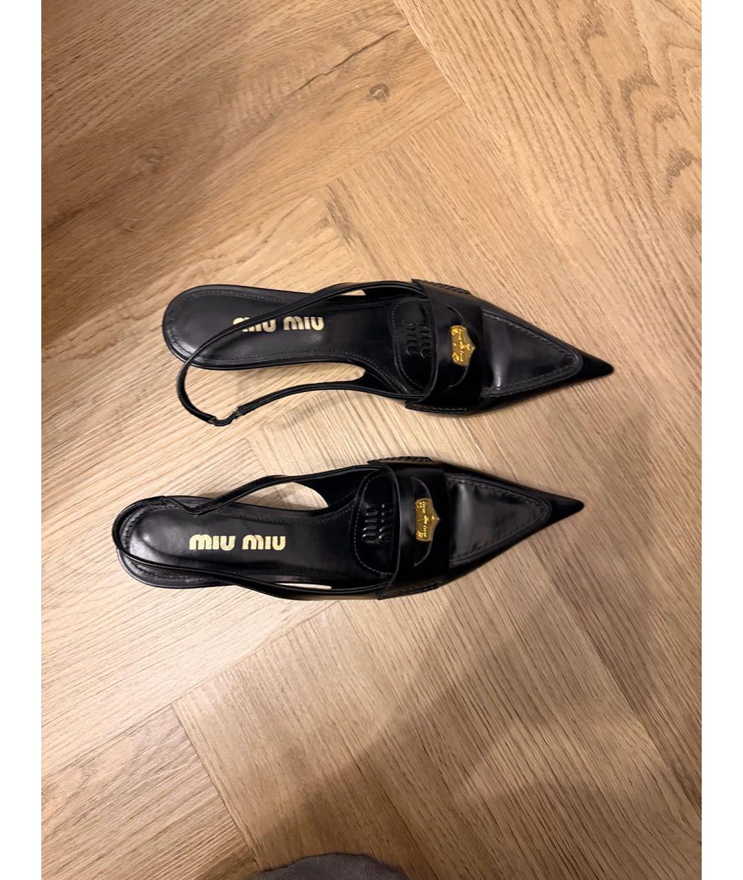 MIU MIU Черные кожаные мюли, фото 3