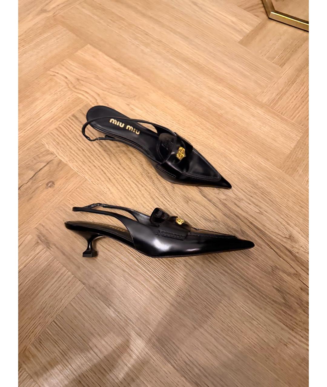 MIU MIU Черные кожаные мюли, фото 9