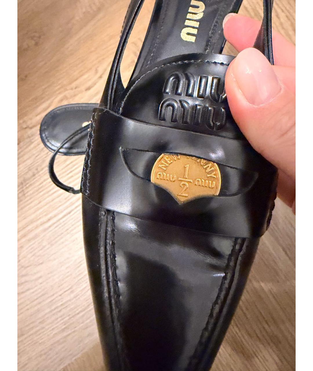 MIU MIU Черные кожаные мюли, фото 7