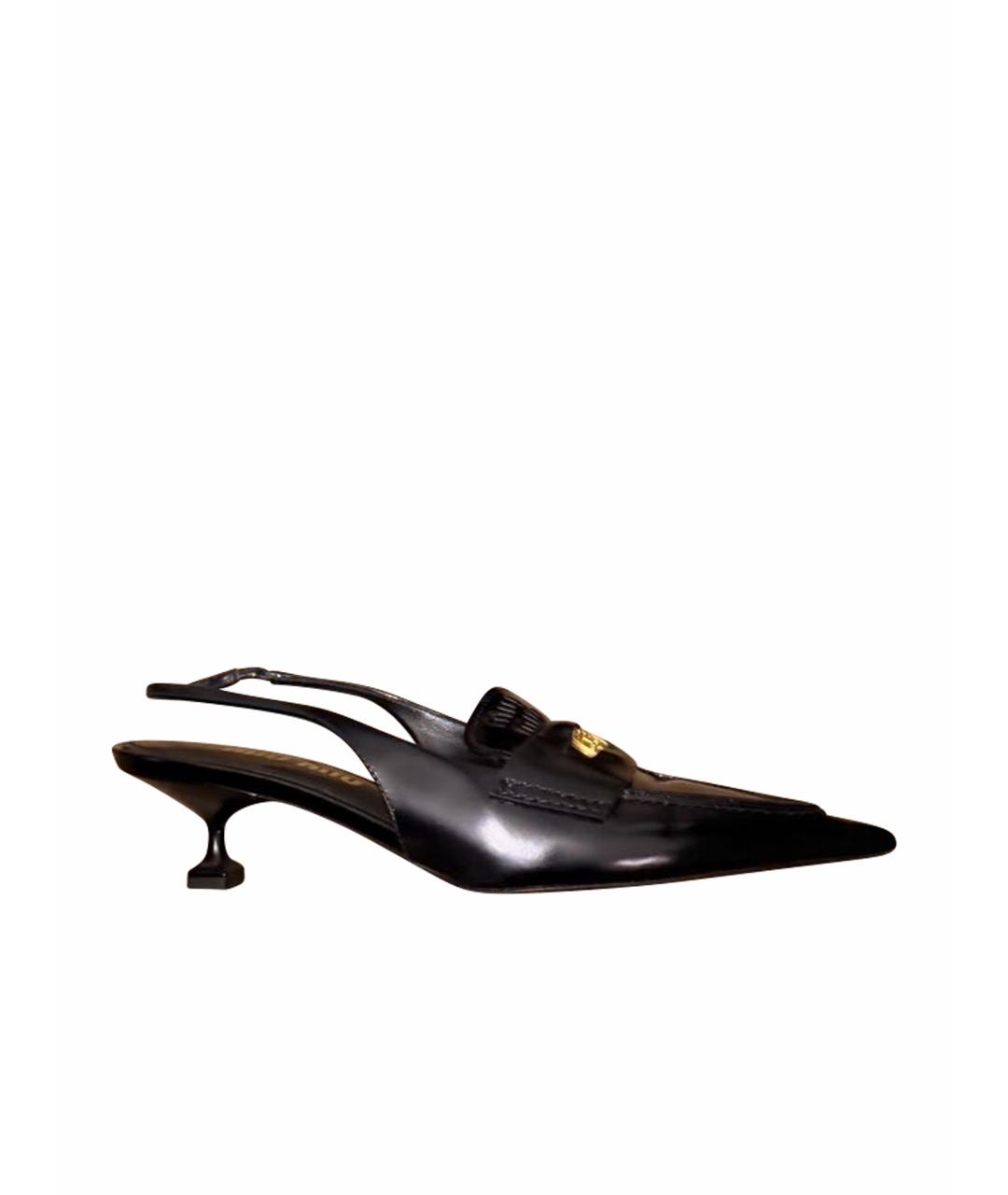 MIU MIU Черные кожаные мюли, фото 1