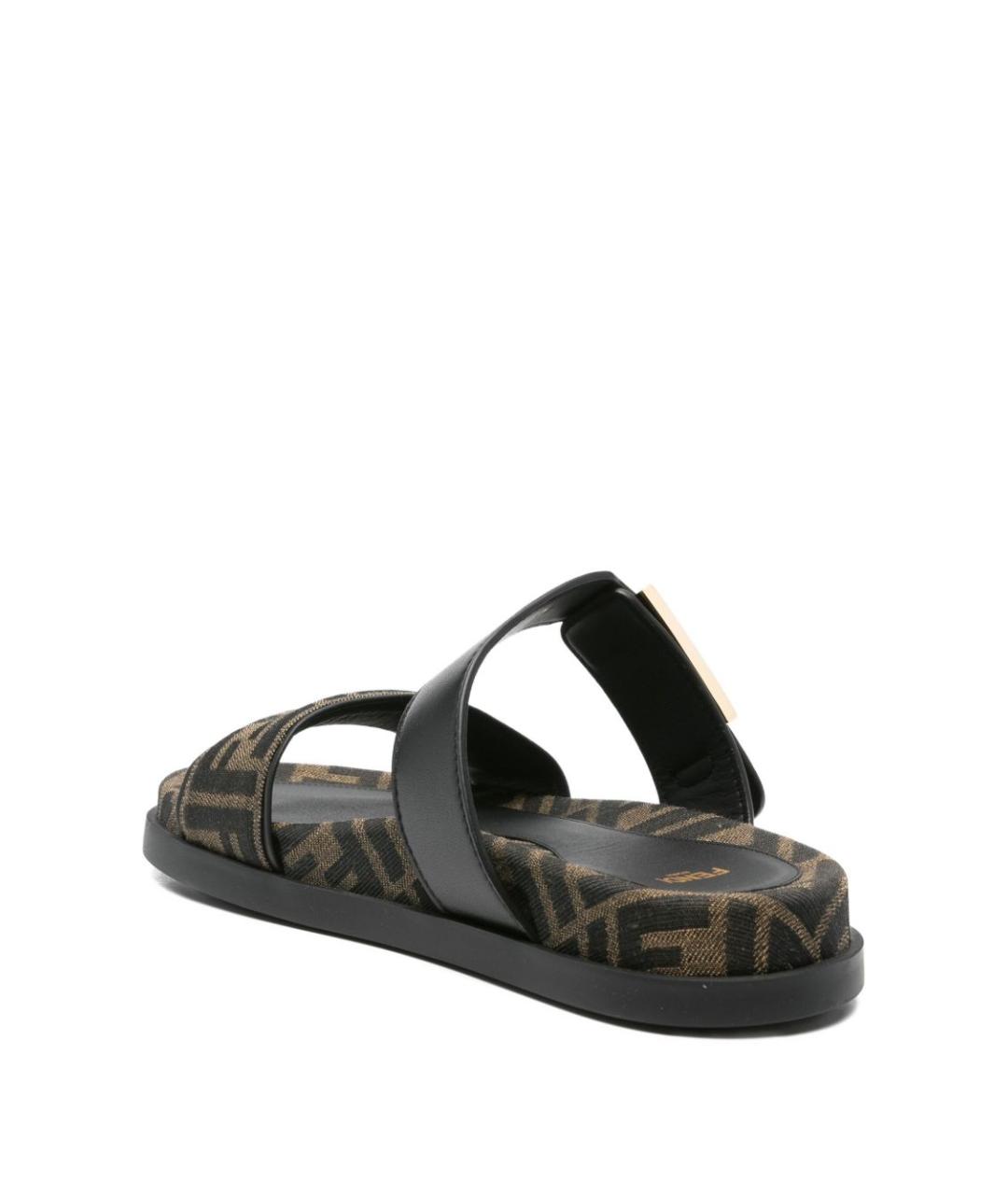 FENDI Коричневые текстильные шлепанцы, фото 2