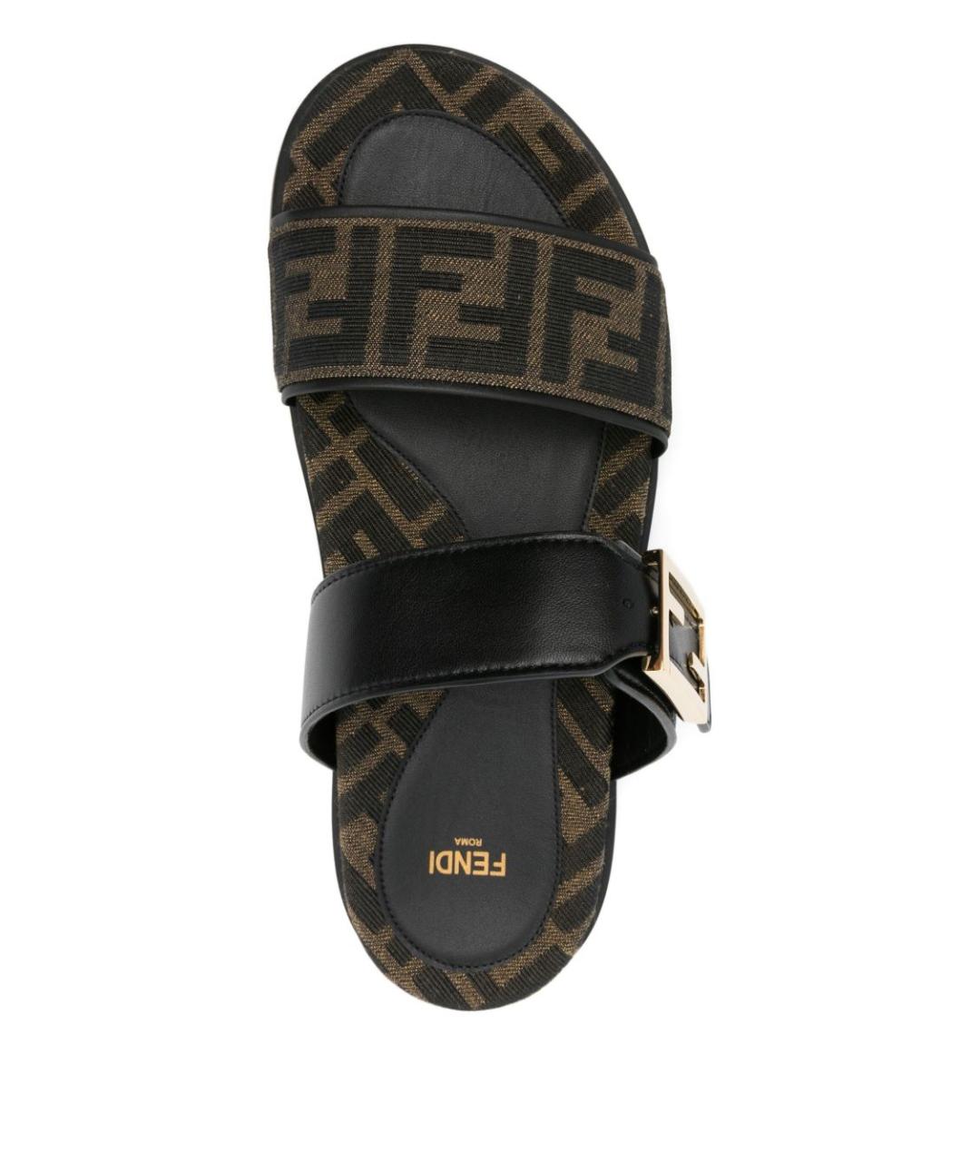 FENDI Коричневые текстильные шлепанцы, фото 4