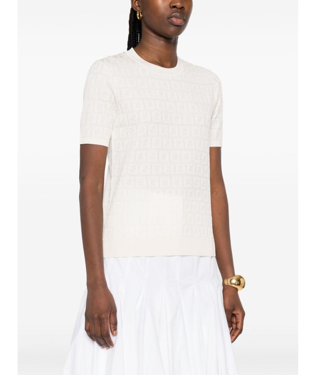 FENDI Белая хлопковая футболка, фото 4