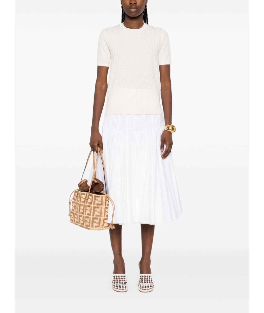 FENDI Белая хлопковая футболка, фото 2