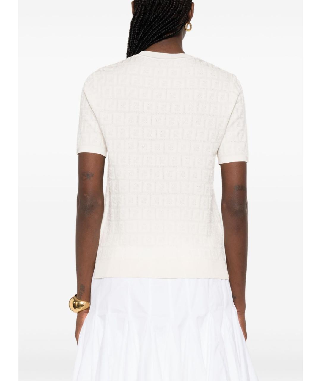 FENDI Белая хлопковая футболка, фото 5