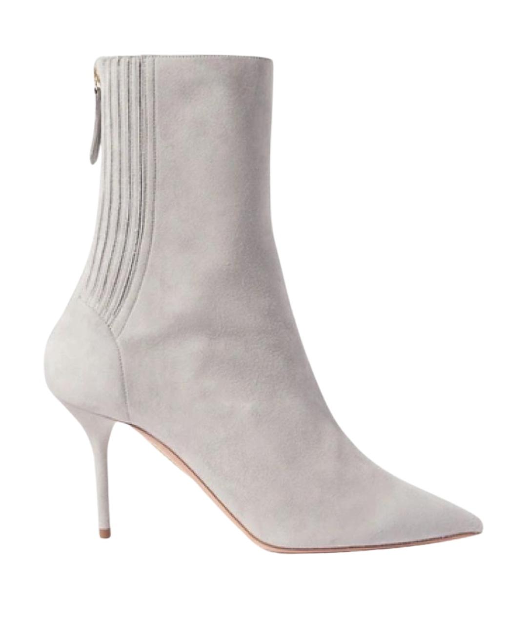 AQUAZZURA Серые замшевые ботильоны, фото 1