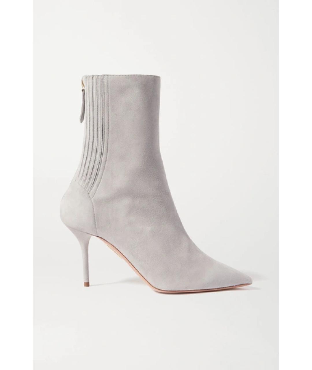 AQUAZZURA Серые замшевые ботильоны, фото 5