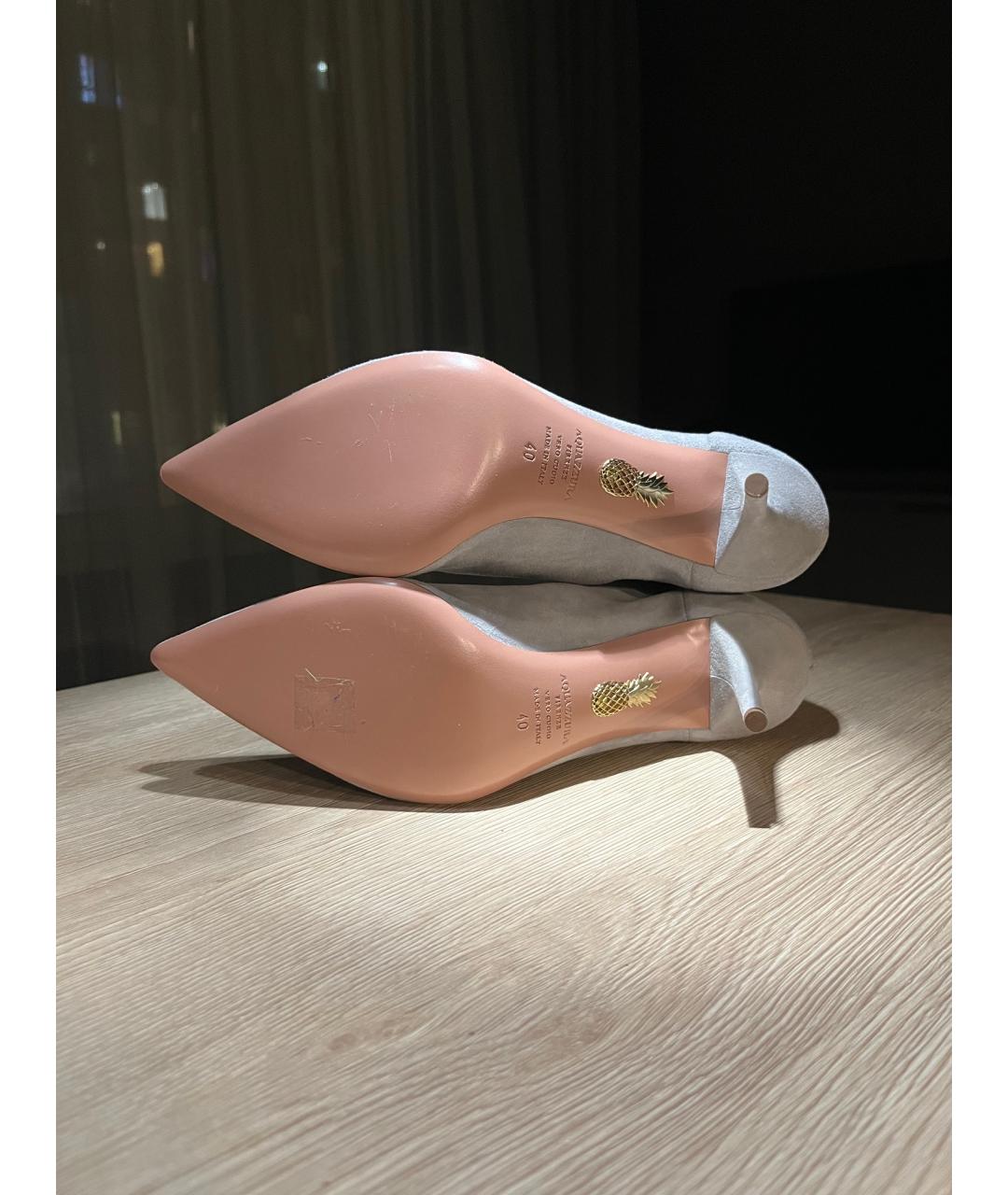 AQUAZZURA Серые замшевые ботильоны, фото 4