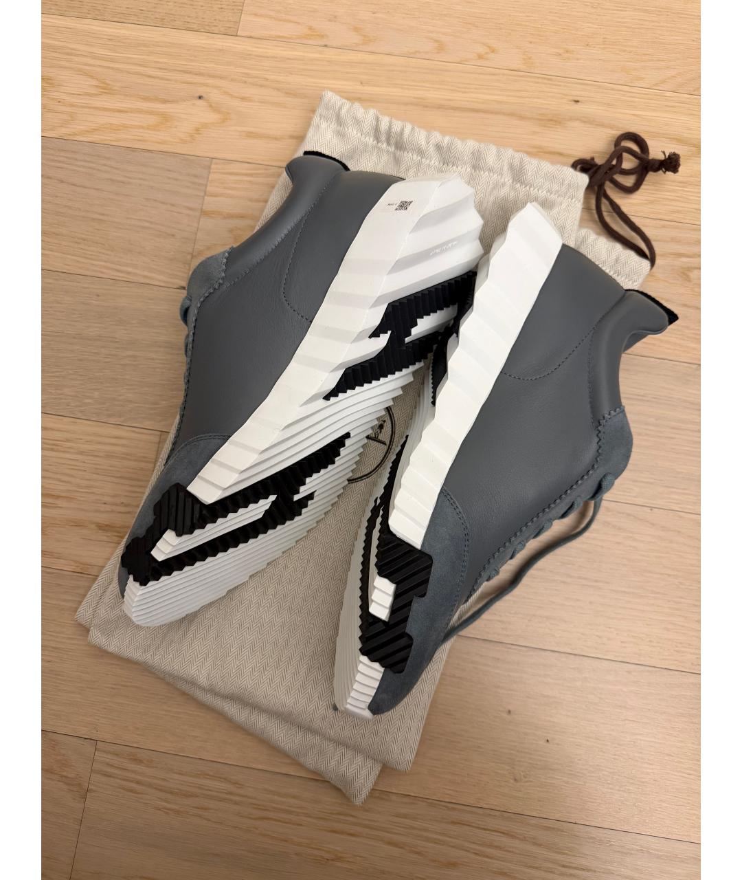 HERMES Голубые кожаные низкие кроссовки / кеды, фото 7