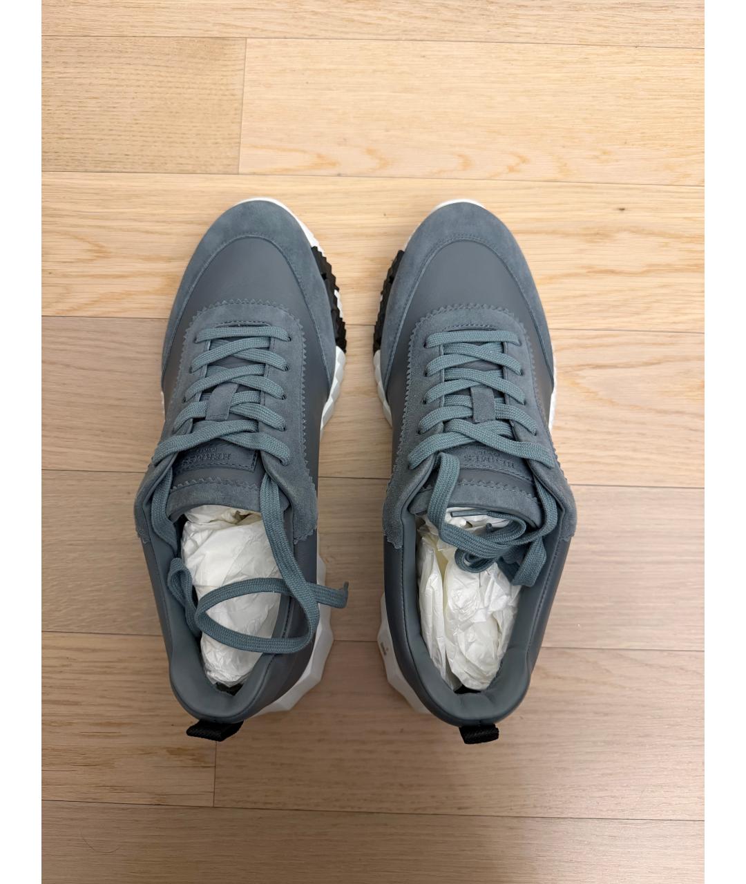 HERMES Голубые кожаные низкие кроссовки / кеды, фото 3