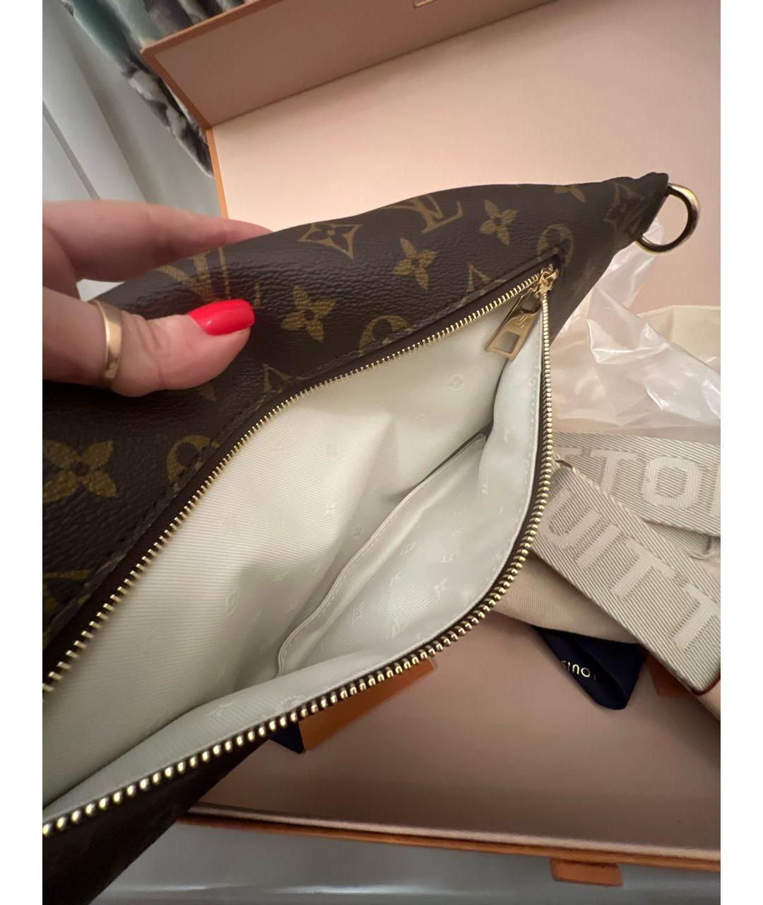 LOUIS VUITTON Коричневая кожаная поясная сумка, фото 7