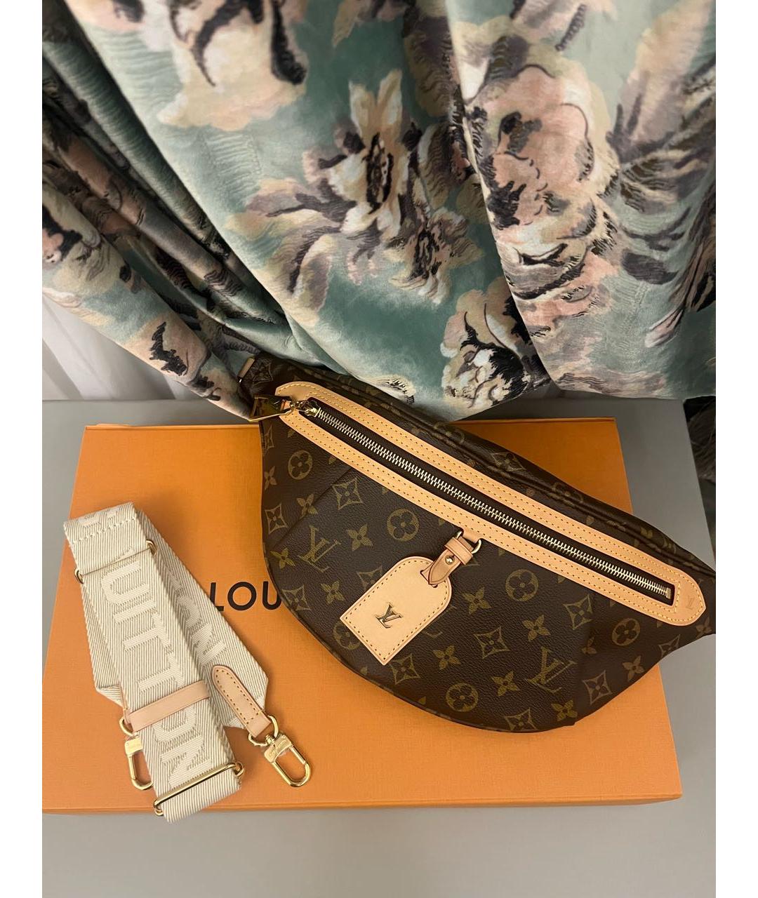 LOUIS VUITTON Коричневая кожаная поясная сумка, фото 2
