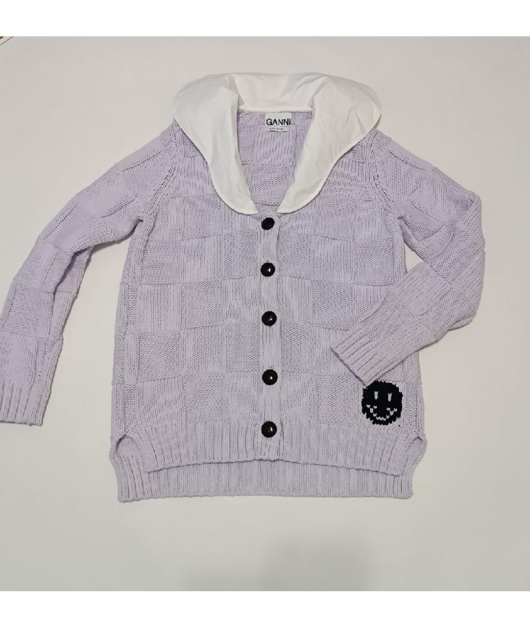 GANNI Фиолетовый хлопковый кардиган, фото 9