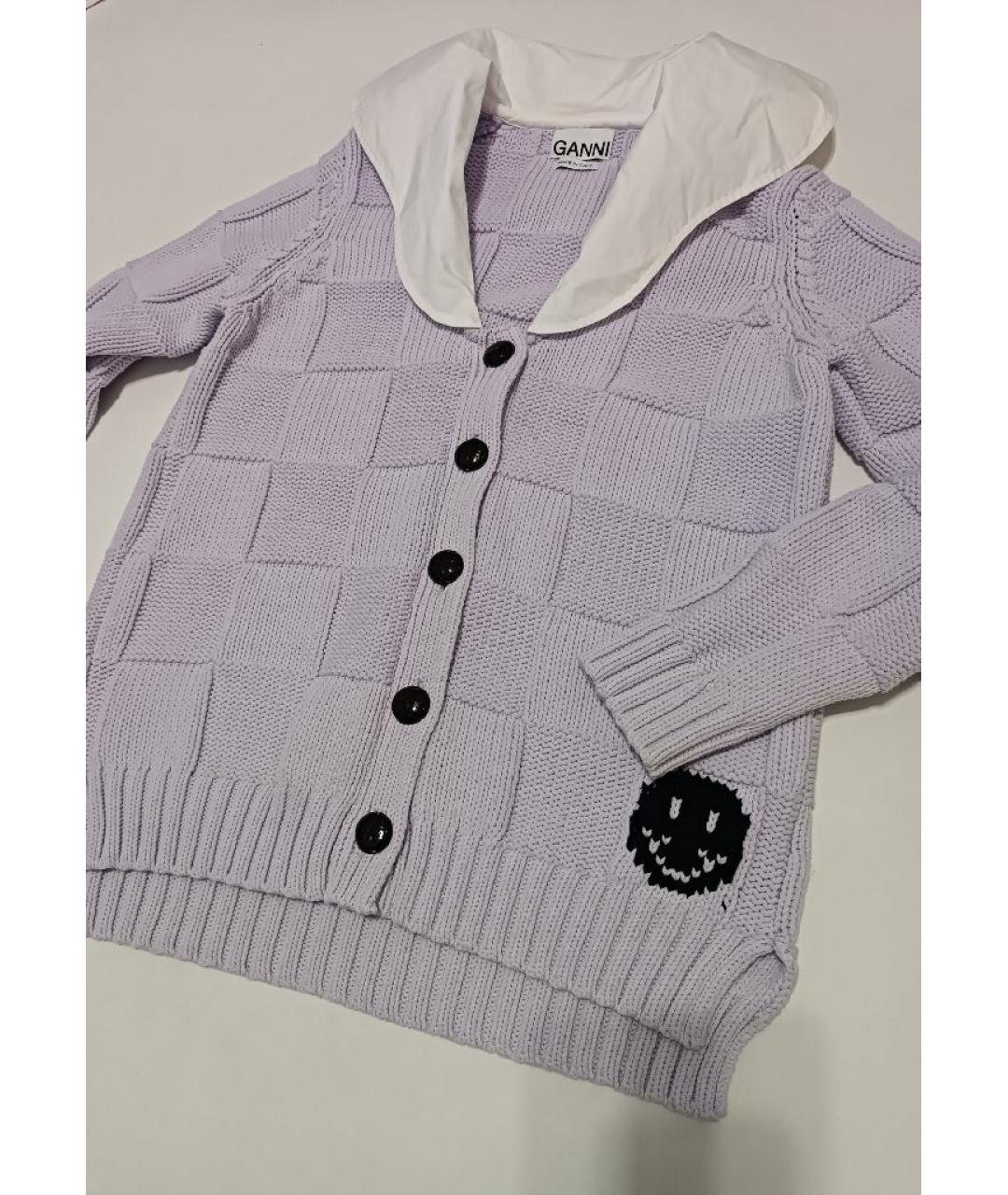 GANNI Фиолетовый хлопковый кардиган, фото 4