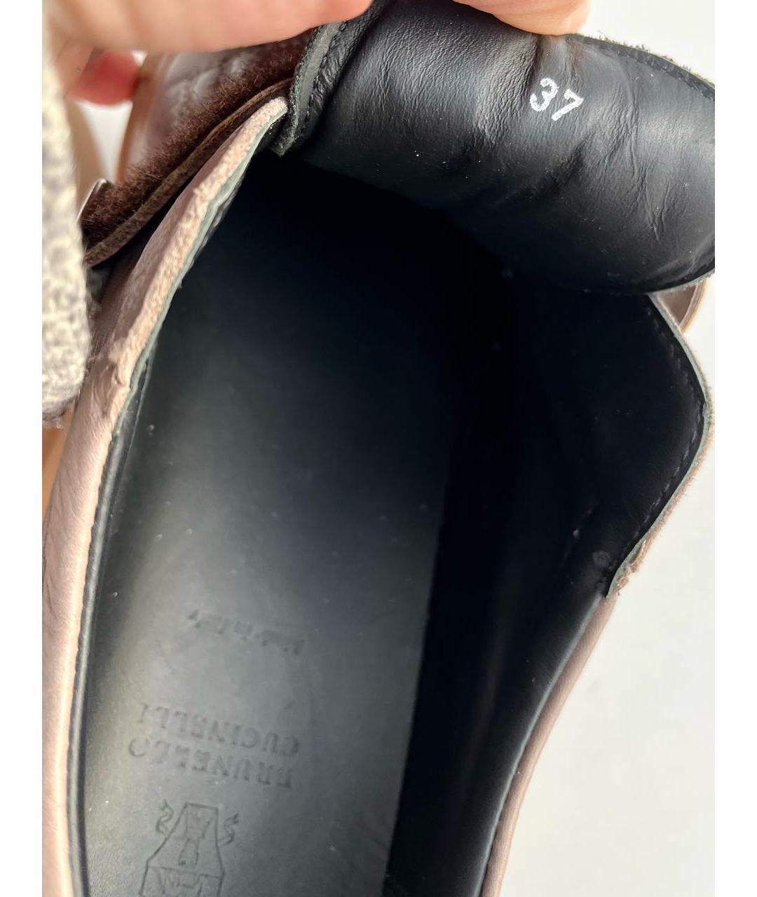 BRUNELLO CUCINELLI Коричневые кожаные слипоны, фото 7