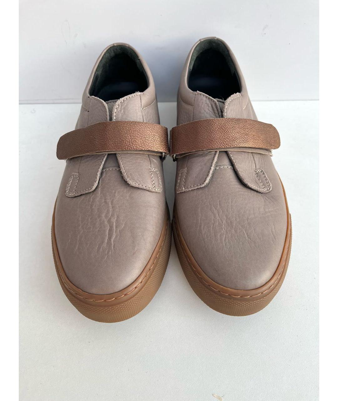 BRUNELLO CUCINELLI Коричневые кожаные слипоны, фото 3