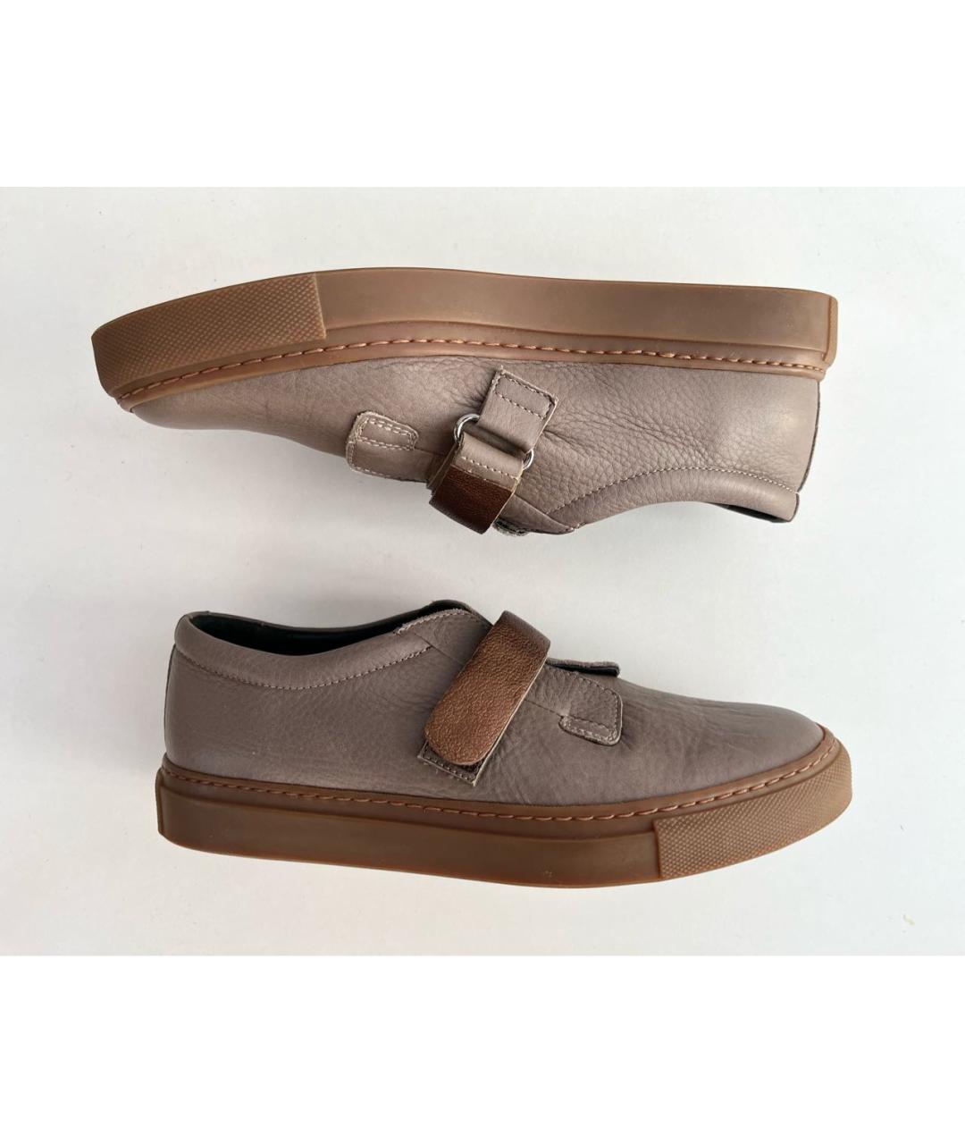 BRUNELLO CUCINELLI Коричневые кожаные слипоны, фото 9