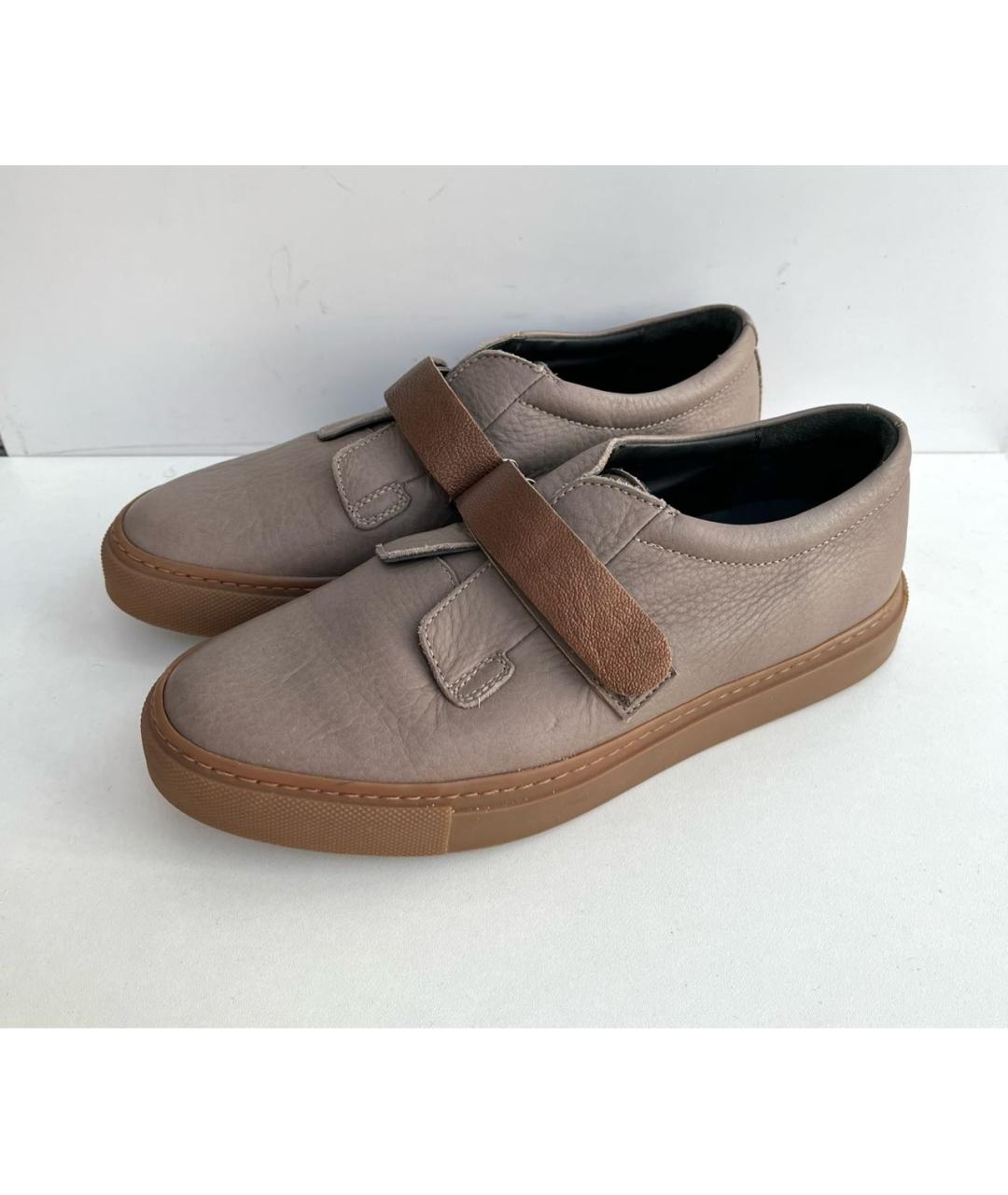 BRUNELLO CUCINELLI Коричневые кожаные слипоны, фото 4