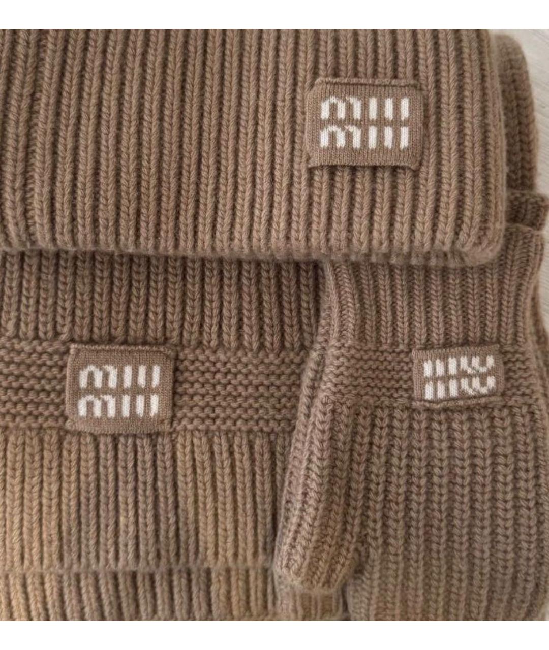 MIU MIU Коричневый шарф, фото 9
