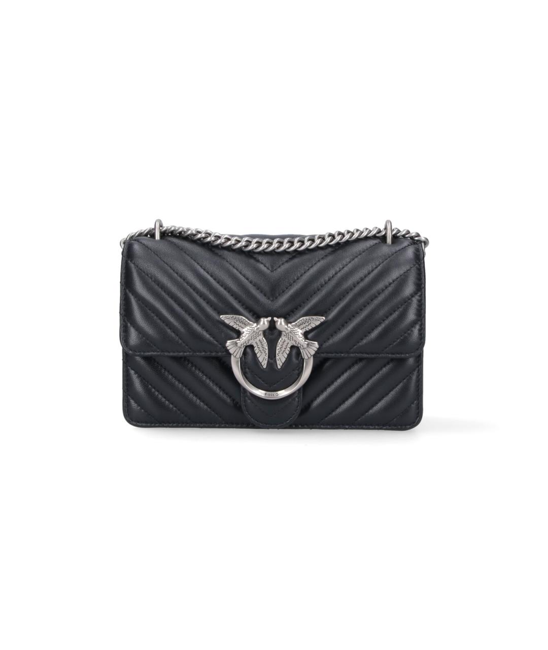 PINKO Черная кожаная сумка через плечо, фото 1