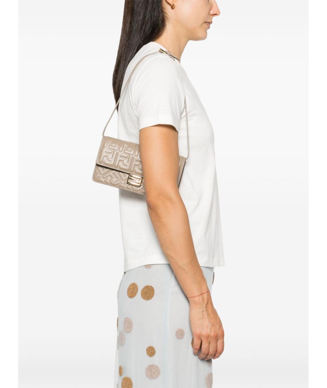 FENDI Серая кожаная сумка через плечо, фото 5