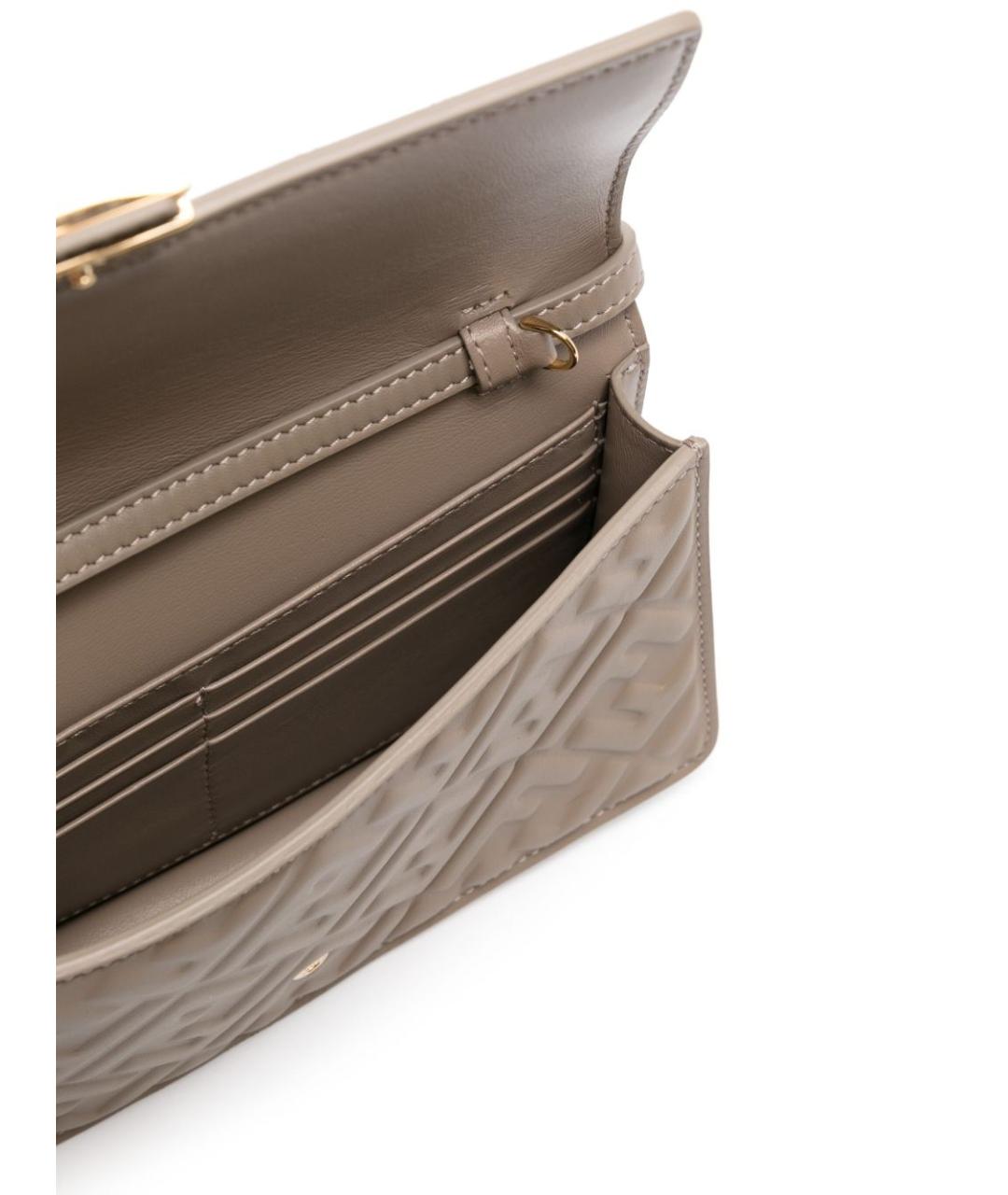 FENDI Серая кожаная сумка через плечо, фото 3