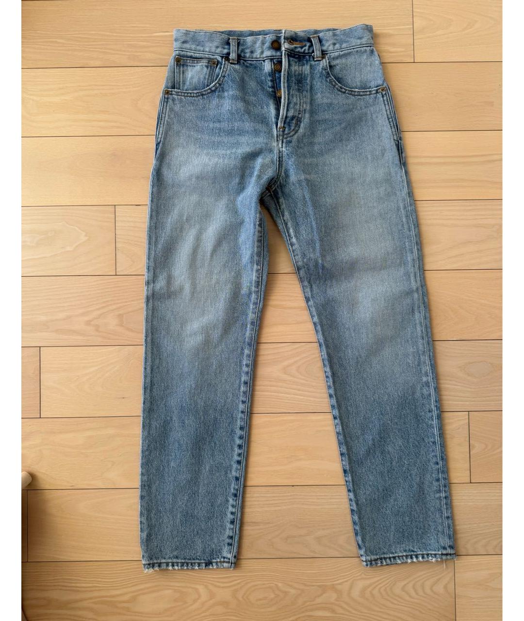 SAINT LAURENT Голубые хлопковые джинсы слим, фото 7