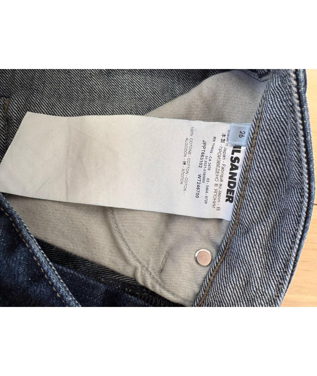 JIL SANDER Темно-синие хлопковые прямые джинсы, фото 4