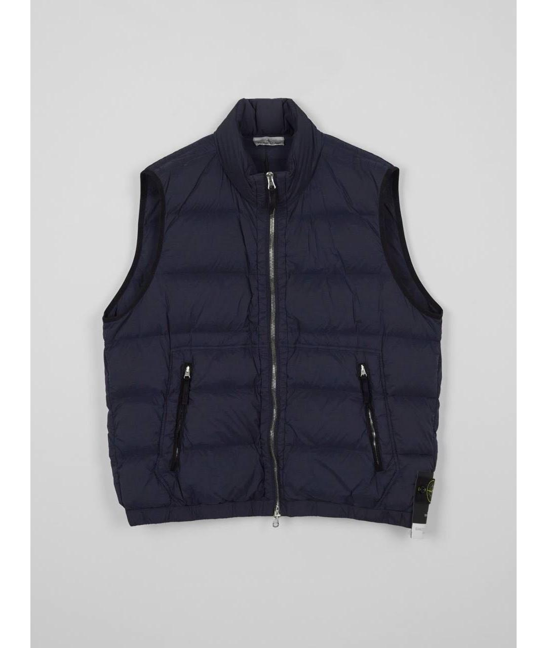 STONE ISLAND Темно-синий полиэстеровый жилет, фото 9