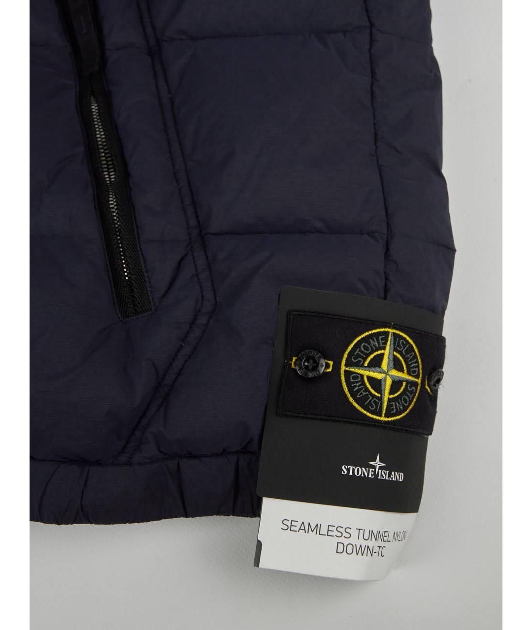 STONE ISLAND Темно-синий полиэстеровый жилет, фото 4