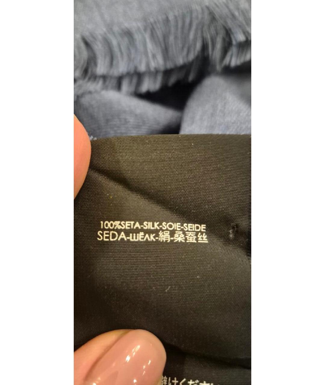 SAINT LAURENT Темно-синий шелковый платок, фото 5